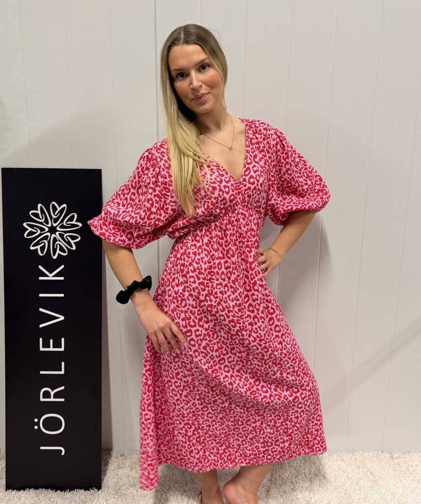 Summer Dress, Leo Cerise, Trekvartärm