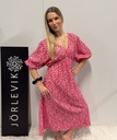 Summer Dress, Leo Cerise, Trekvartärm
