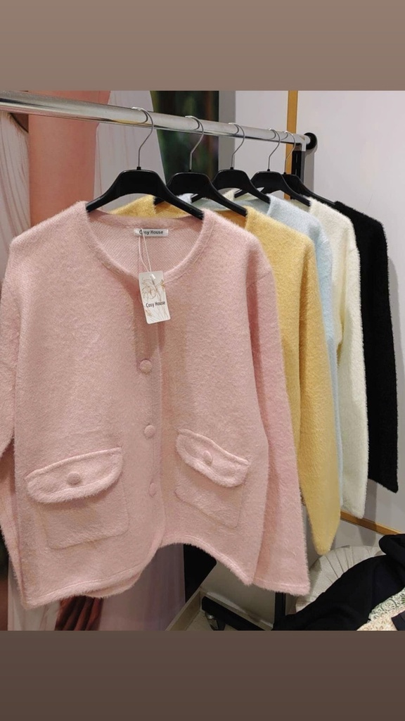 [WW-22947-GUL-ONESIZE] Krisse koft-jacka. Rosa Gul Mint Vit Svart (Gul)