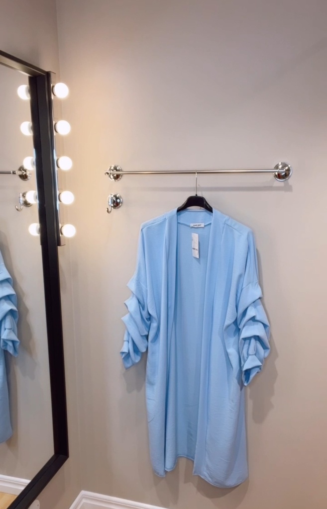 Kaftan med volangärm, Ljusblå
